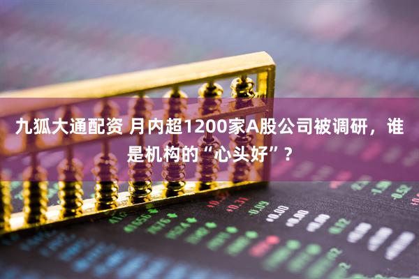 九狐大通配资 月内超1200家A股公司被调研，谁是机构的“心头好”？