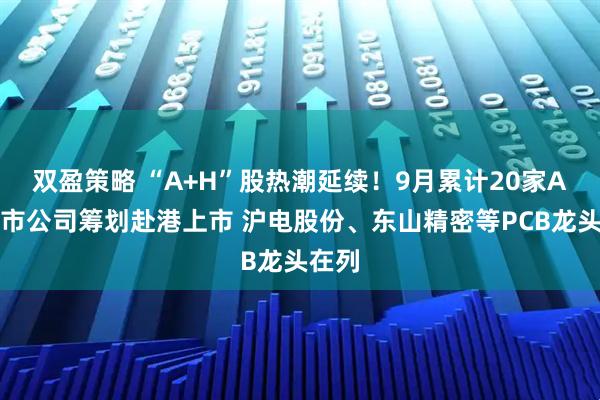 双盈策略 “A+H”股热潮延续！9月累计20家A股上市公司筹划赴港上市 沪电股份、东山精密等PCB龙头在列